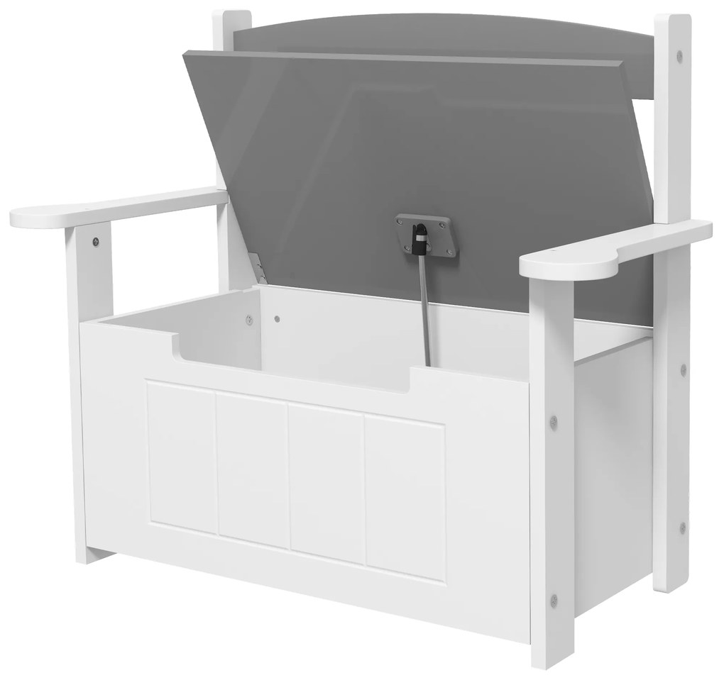 AIYAPLAY Cutie de jucării pentru copii 2 în 1 și banc cu spătar și brațe - piston pneumatic 68,5L x 34l x 58H cm | Aosom Romania