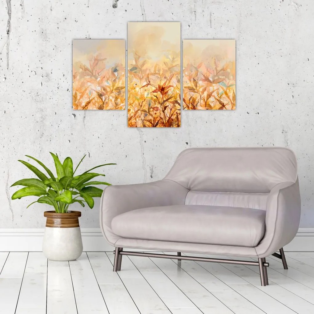 Tablou - Frunze în culori de toamnă, pictură în ulei (90x60 cm)