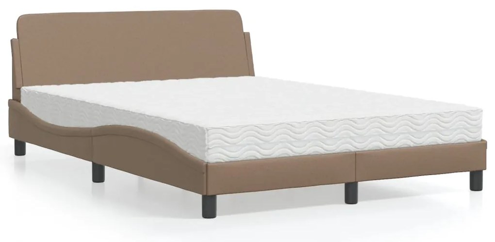 vidaXL Pat cu saltea, cappuccino, 140x190cm piele ecologică