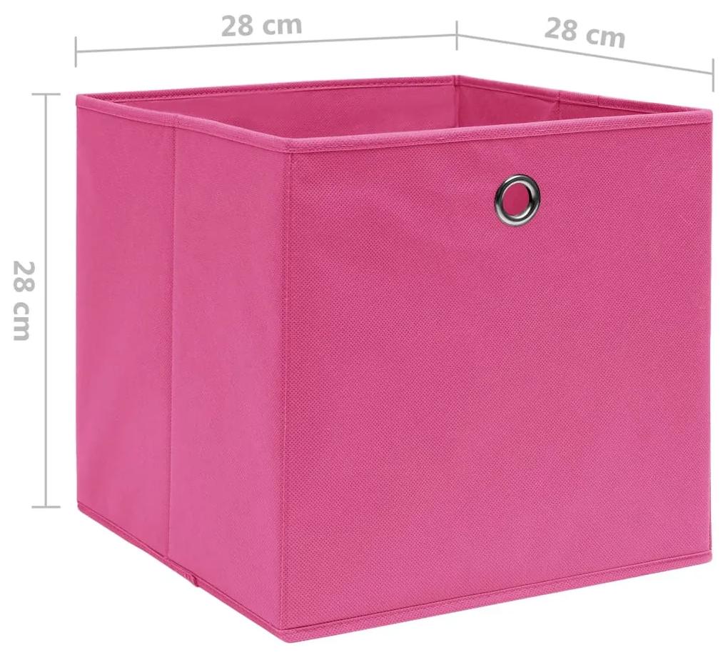 Cutii depozitare, 4 buc., roz, 28x28x28 cm, textil netesut 4, 1, Roz, Roz