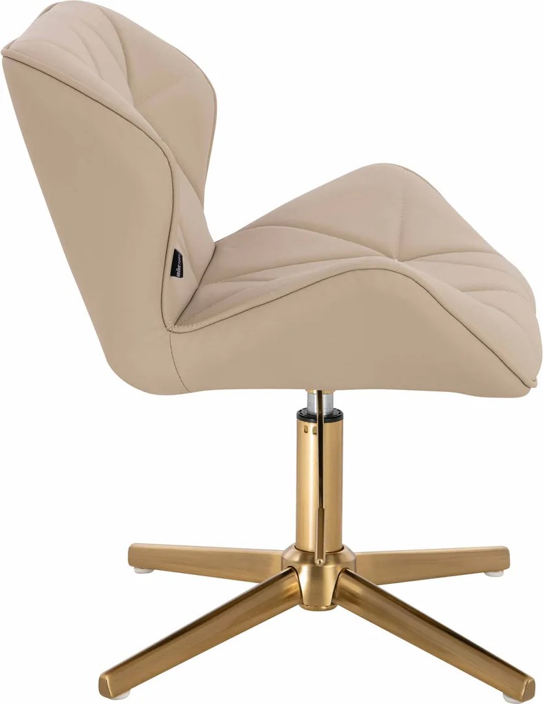 HR111CROSS Scaun Crem Piele Ecologica Premium Soft cu Bază Aurie