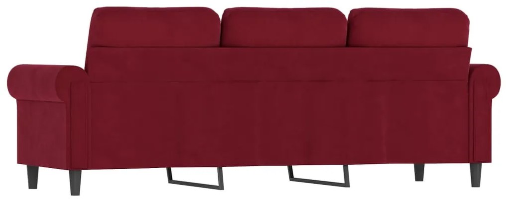 Canapea cu 3 locuri, rosu vin, 180 cm, material catifea Bordo, 212 x 77 x 80 cm