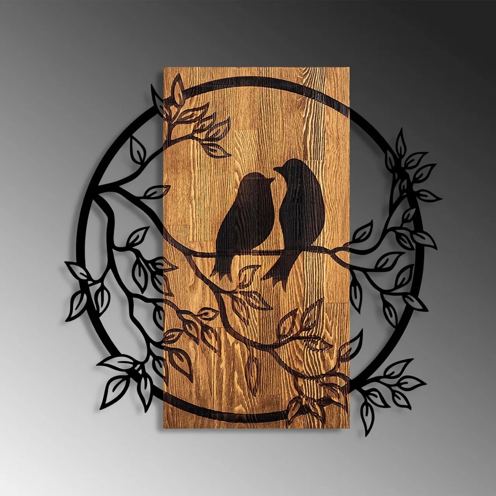 Accesoriu decorativ de perete din lemn Couple Birds