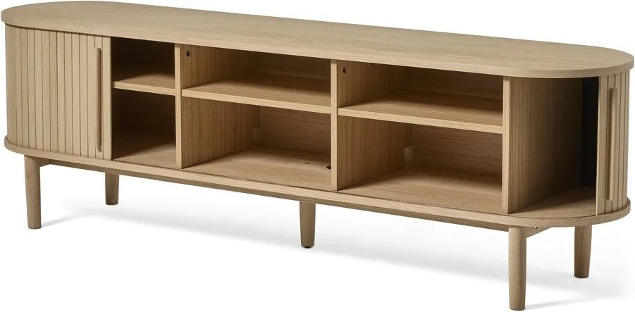 Comodă TV în culoare naturală cu aspect de lemn de stejar 180x56x40 cm Meta – Unique Furniture
