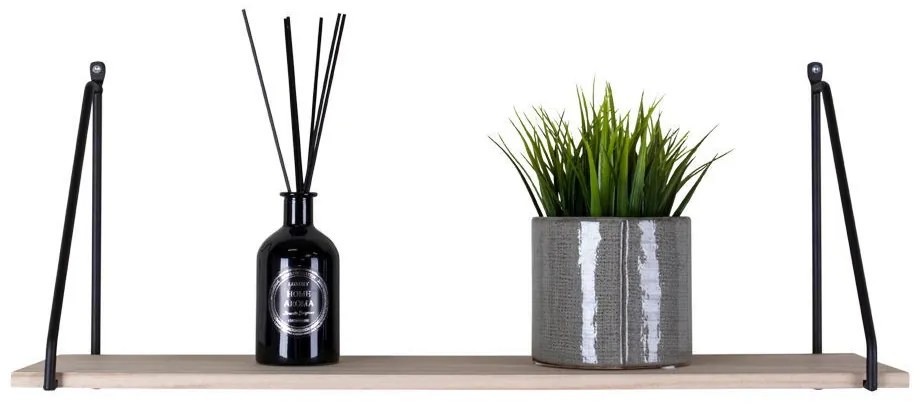 Raft Arnhem, raft din lemn natural, ramă neagră 65x17 cm