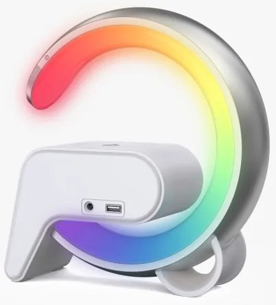 Lampă LED RGB dimabilă cu ceas deșteptător și încărcare Qi Immax 08987L 30W/230V argintiu