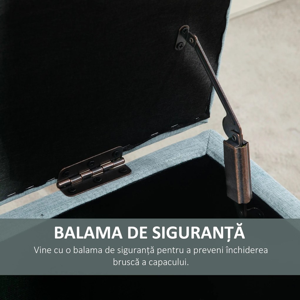 Banca de Depozitare HOMCOM din Tesatura cu Efect In si Lemn pentru Hol, 110x39x45lcm, Albastru deschis | Aosom Romania