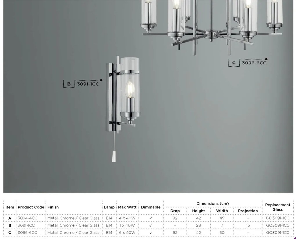 Candelabru elegant design modern Milo 4L 3094-4CC SRT