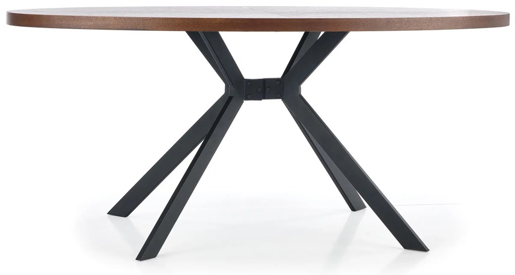 Masa de sufragerie ovala neagra LOCARNO cu decor de nuc, 170x90 cm