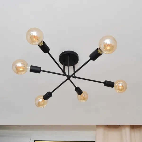 LED Lustră aplicată CAMBRIDGE 6xE27/8W/230V neagră