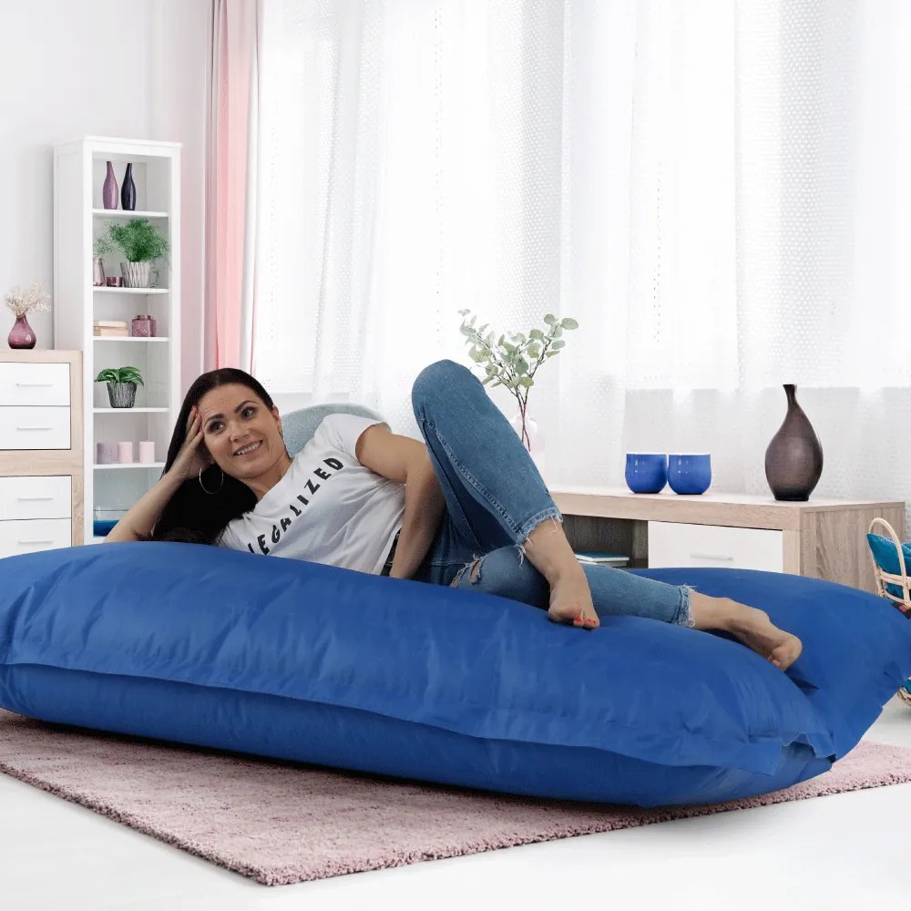 Fotoliu tip sac, material textil albastru, GETAF