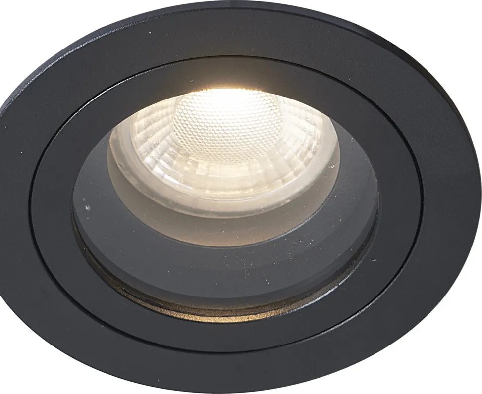 Set de 6 spoturi încastrate moderne negre, rotative și înclinabile IP44 - Chuck