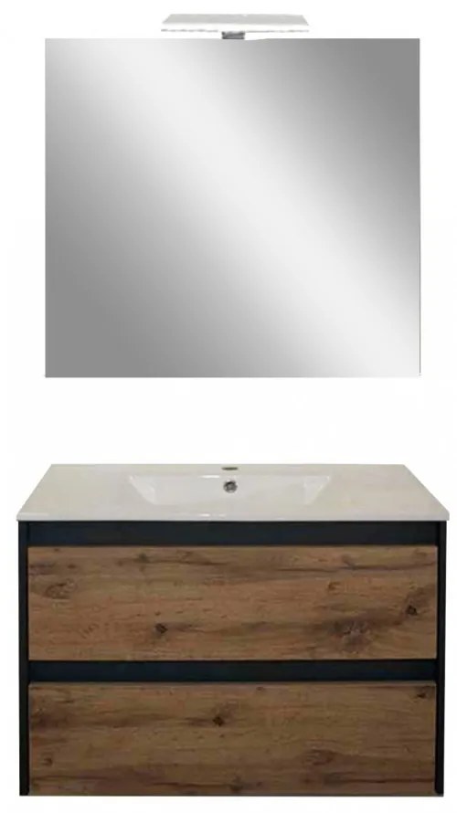 Mobilier complet de baie Porto Prime 80 în culoarea stejarului rustic antracit