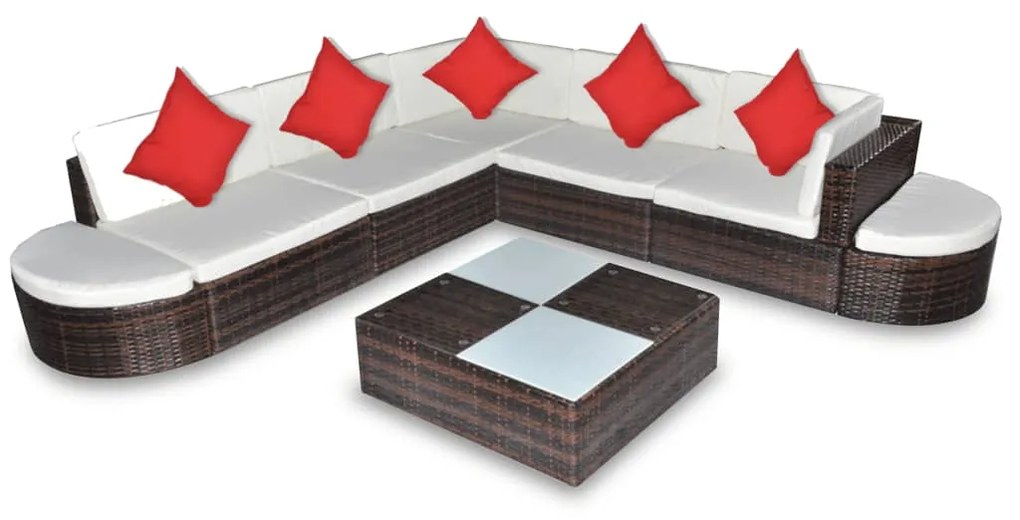 41266 vidaXL Set mobilier de grădină cu perne, 8 piese, maro, poliratan