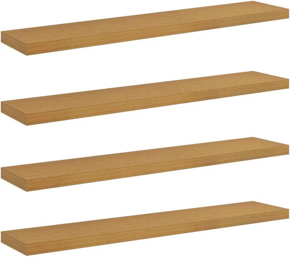 vidaXL Raft de perete 4 pcs Bej 120 x 23,5 x 4 cm Lemn compozit