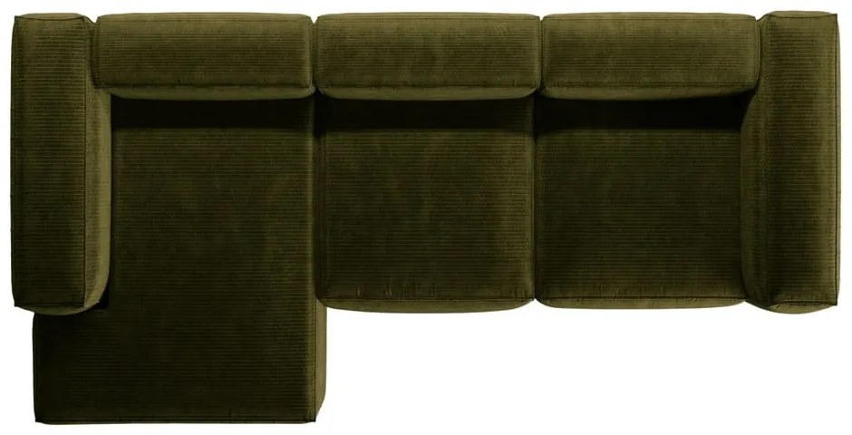 Colțar verde cu tapițerie din catifea reiată (cu colț pe partea stângă/cu șezlong) Bergamo – Cosmopolitan Design