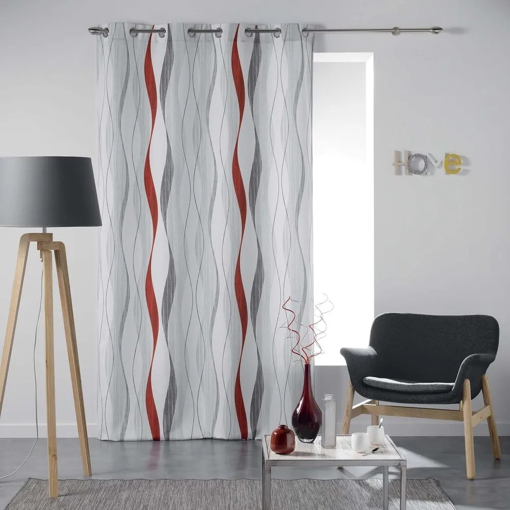 Draperie roșie/albă 140x260 cm Ondulys – douceur d'intérieur