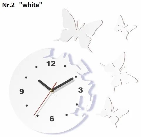 Ceas de perete modern cu fluturi Roz