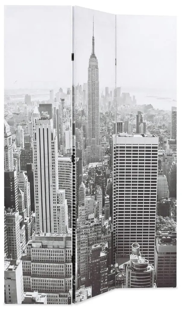 245857 vidaXL Paravan cameră pliabil, 120x170 cm, New York pe zi, alb/negru
