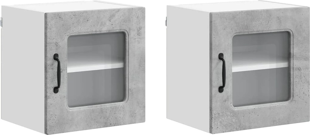 vidaXL Dulap de bucătărie Kalmar 2 pcs Gri din beton 40 x 31 x 40 cm