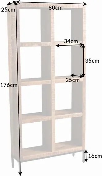 Raft deschis de perete sau separator camera IRON CRAFT 180x80cm Mango A-42377 VC