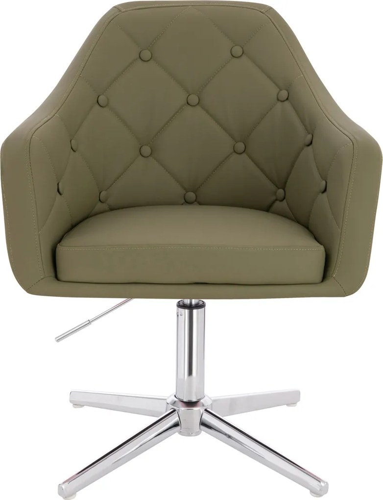 HR831CROSS Scaun Khaki Piele Ecologica Premium Soft cu Bază Cromata