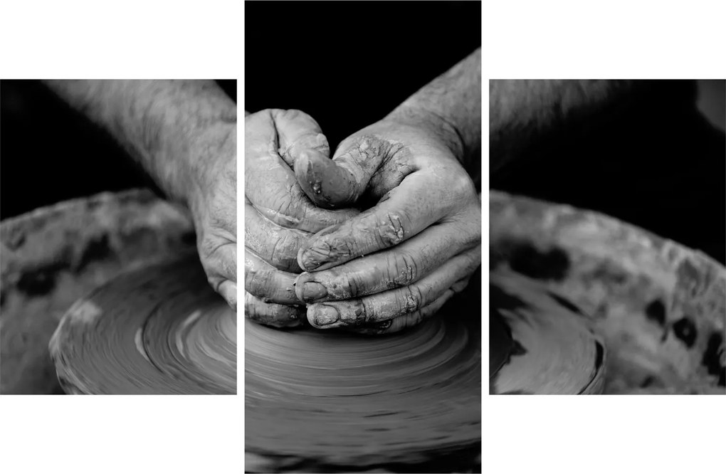 Tablou alb negru - producția de ceramică (90x60 cm)