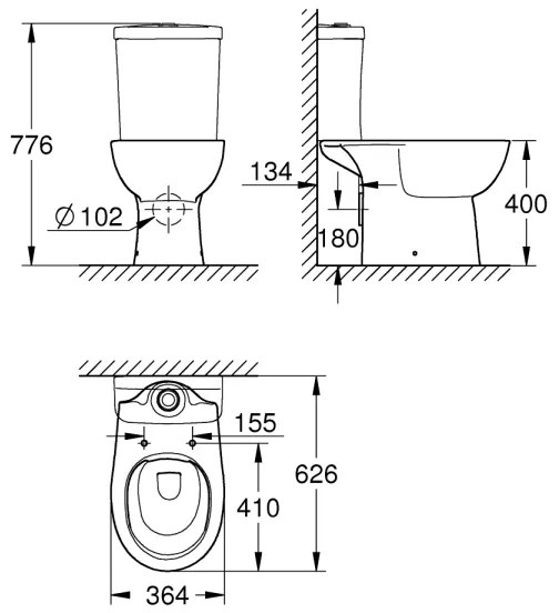 GROHE 39349000 - Vas WC pe pardoseală BAU CERAMIC 356 × 600 × 400 mm ceramică/alb