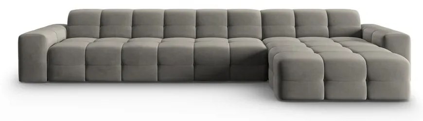 Colțar gri cu tapițerie din catifea (pe partea dreaptă) Kendal – Micadoni Home