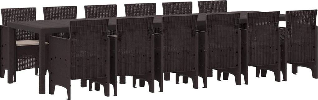 vidaXL Set de masă pentru grădină 13 pcs Maro Ratan Polt