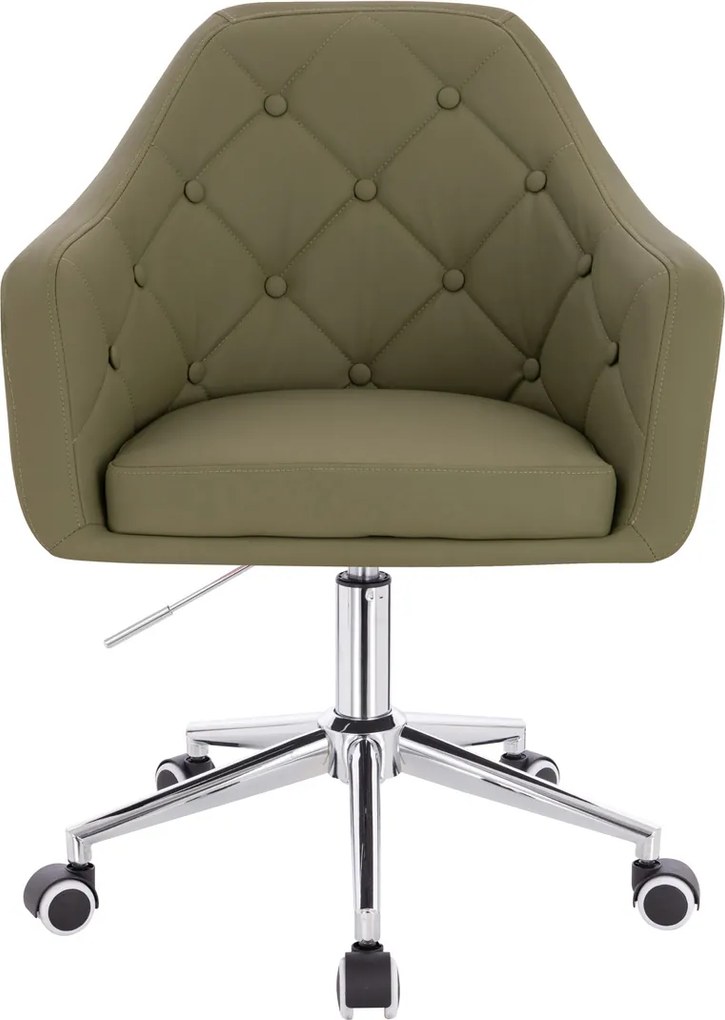 HR831K Scaun Khaki Piele Ecologica Premium Soft cu Bază Cromata