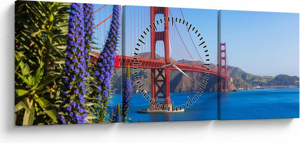 Tablou - Podul Golden Gate, San Francisco (cu ceas) (90x30 cm)