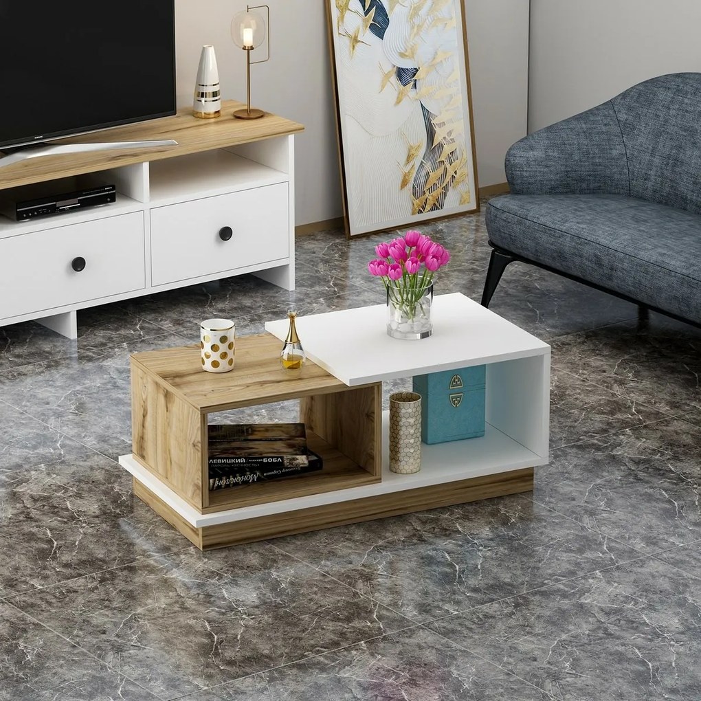 Măsuță de cafea Viana White and Oak