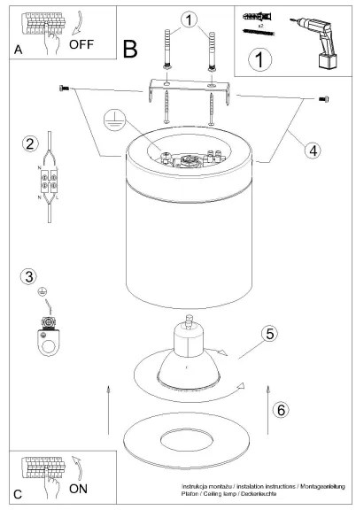 Spot Sollux SL.1349 RIF 1xGU10/10W/230V negru