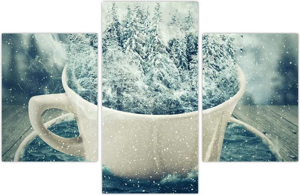 Tablou - Lumea de iarnă într-o căniță (90x60 cm)