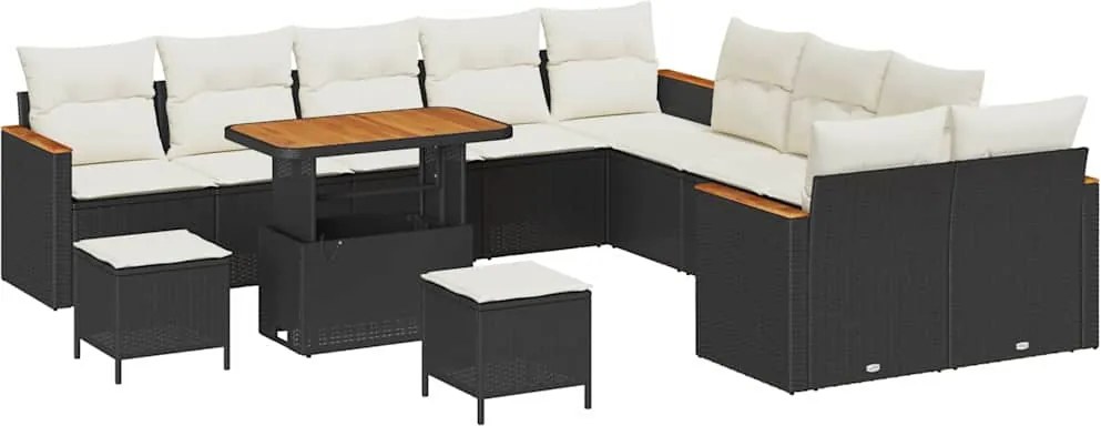 vidaXL Set de canapele pentru grădină 13 pcs Negru poliratan