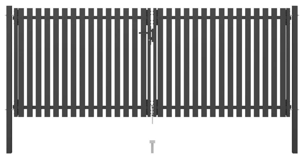 Poarta de gard gradina, antracit, 4 x 1,7 m, otel 4 x 1.7 m