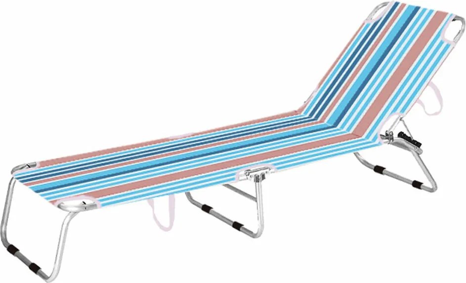 Marbueno Tumbona Plegable Rayas Portocalii și Albastre 187X58X24 cm 10466