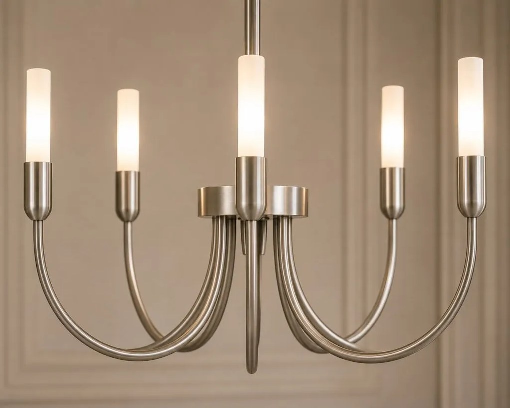 Candelabru cu 5 brate AUGUSTINE nickel/alb