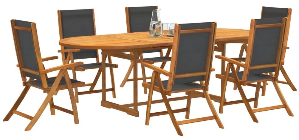 vidaXL Set mobilier de grădină, 7 piese, lemn masiv acacia/textilenă