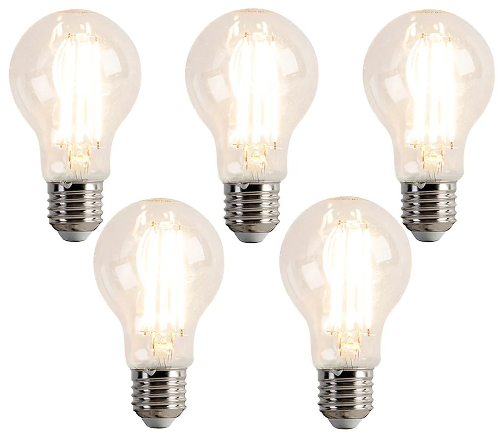 Set de 5 becuri LED E27 reglabile A60 7.6W 780 lm 2700K