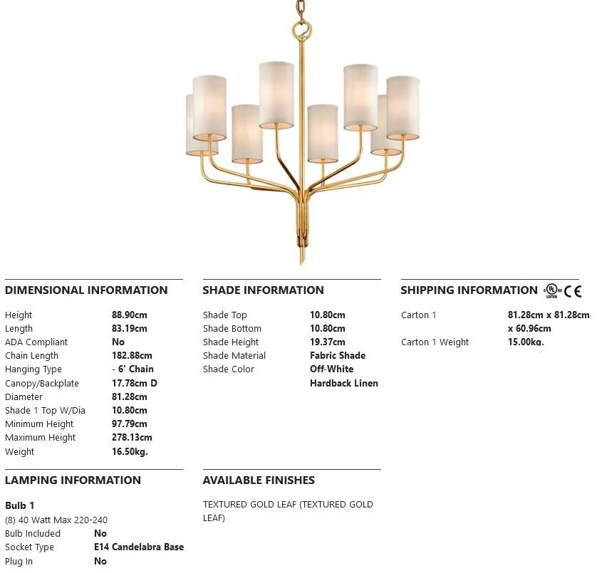 Candelabru design clasic JUNIPER cu 8 surse de lumina