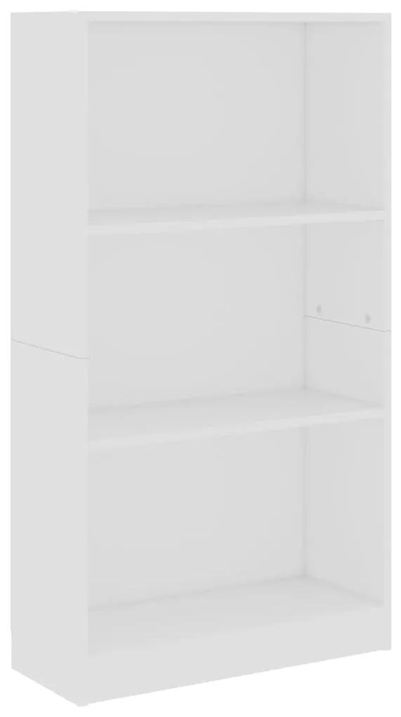 800864 vidaXL Bibliotecă cu 3 rafturi, alb, 60x24x109 cm, lemn compozit