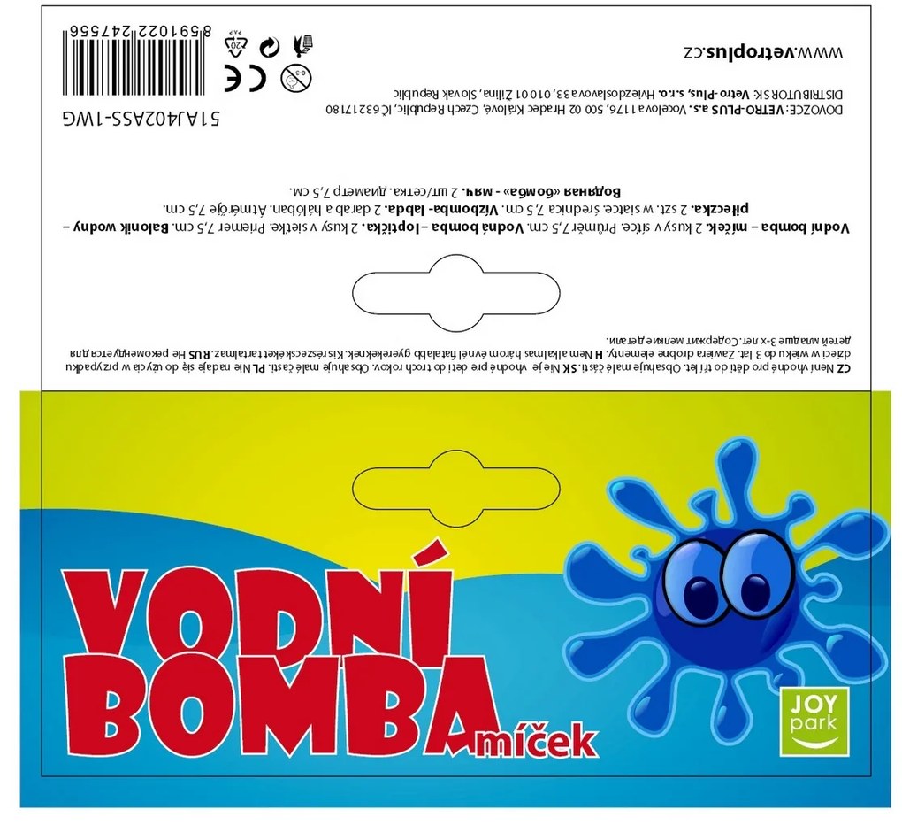 Joy Park Bombă cu apă 2 buc, 7,5 cm