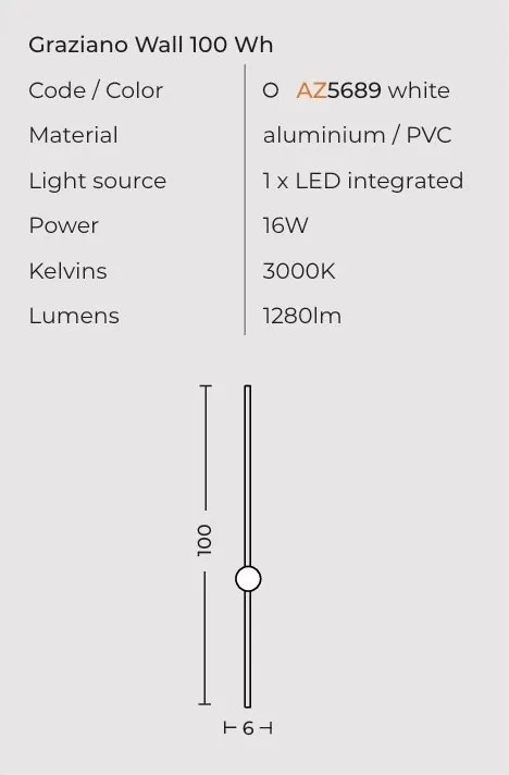 Aplica de perete LED design liniar GRAZIANO 100 alb