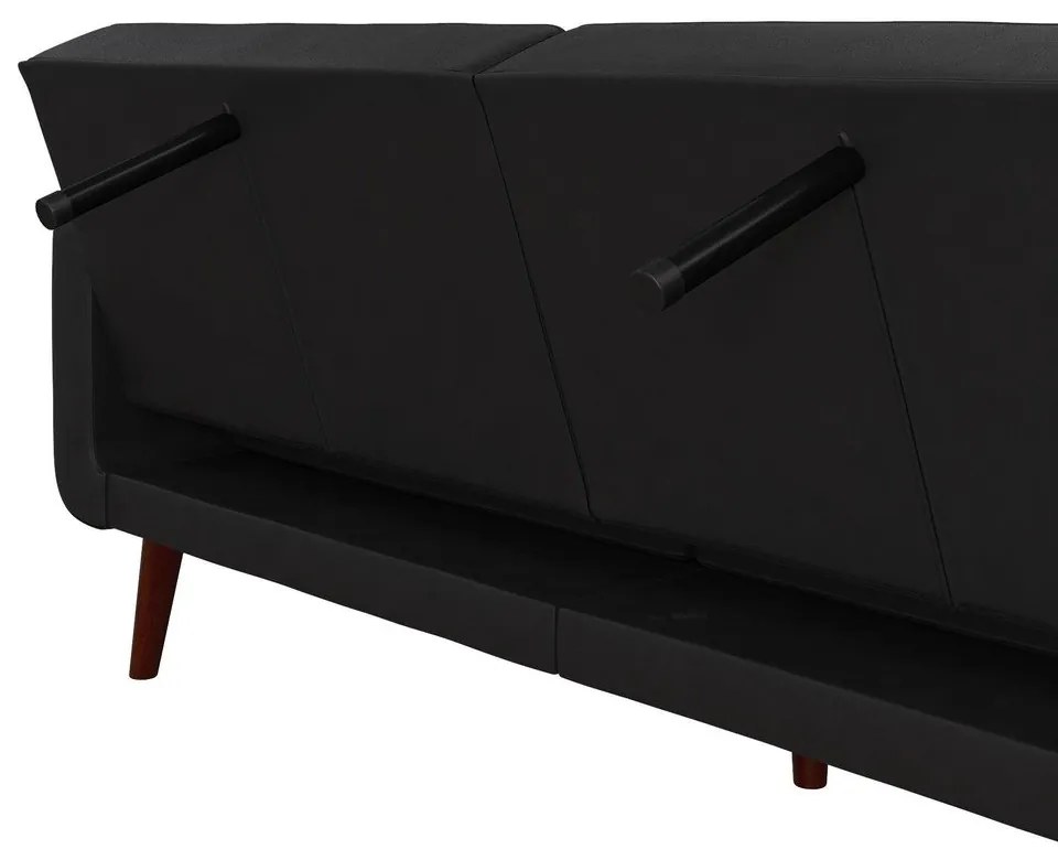 Canapea neagră extensibilă cu tapițerie din imitație de piele 200 cm Nola – Støraa