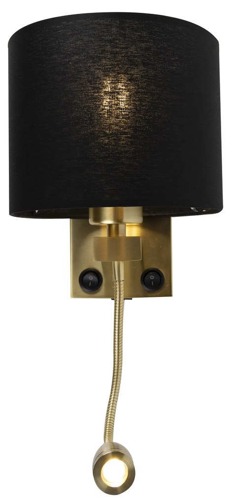 Lampă de perete Art Deco aurie cu USB și abajur negru - Brescia