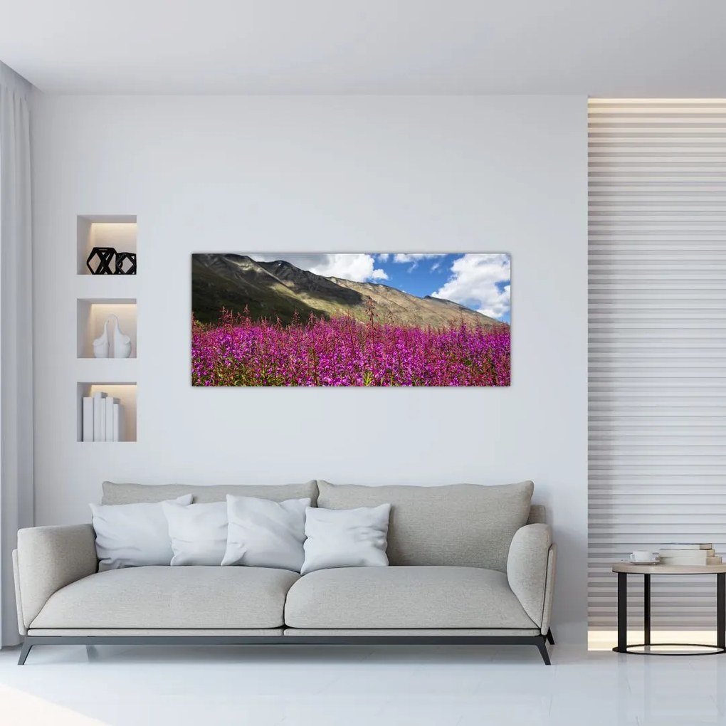Tablou sceneriei cu lunca montană (120x50 cm)