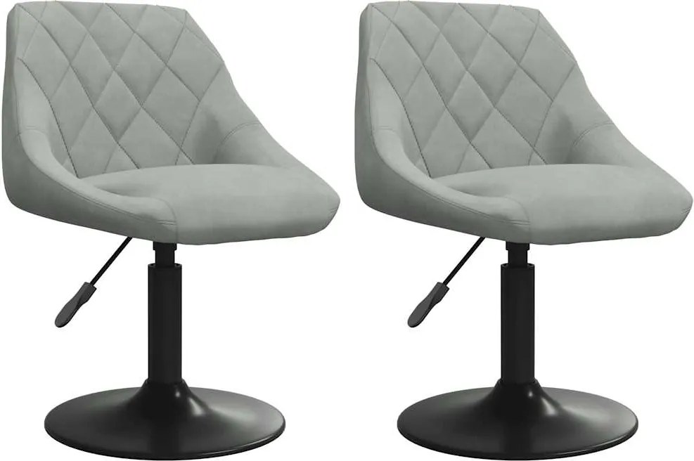 vidaXL Scaune rotative de bucătărie, 2 buc., gri deschis, catifea