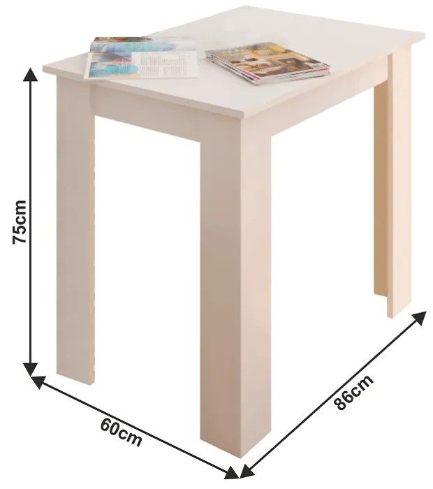 Masa dining, alb, 86x60 cm, TARINIO